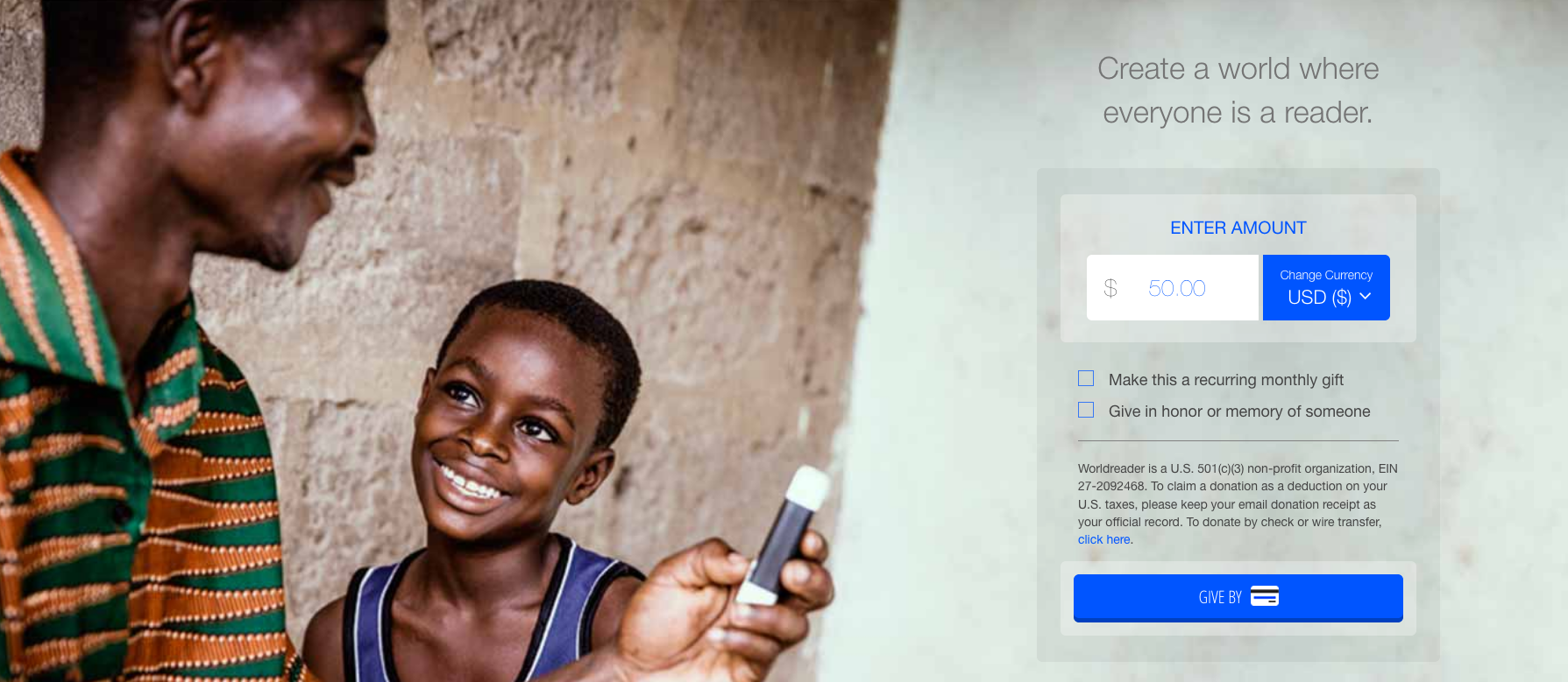 Create a world where everyone is a reader. Donate to Worldreader and give the gift of reading this Valentine’s Day